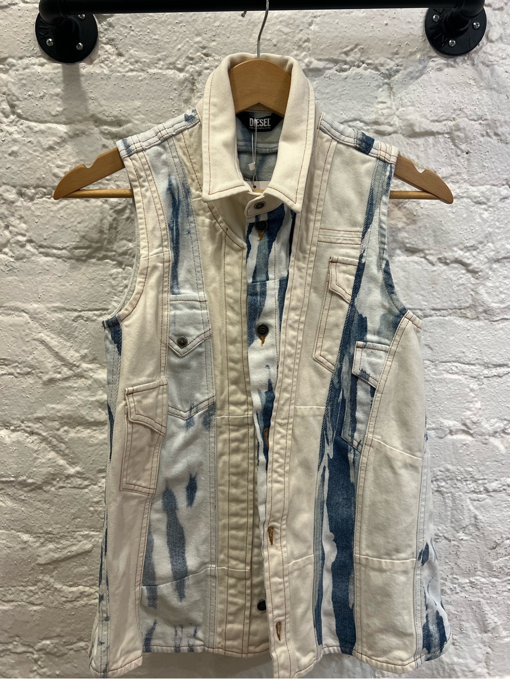DIESEL denim light blue button down vest